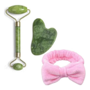 Rolo de Jade + Placa Gua Sha – Massagem Facial Anti-Rugas