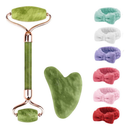 Rolo de Jade + Placa Gua Sha – Massagem Facial Anti-Rugas