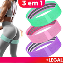 Kit 3 Faixas Elásticas de Tecido | Treino, Yoga, Pilates e Musculação | Resistentes, Confortáveis e Antideslizantes